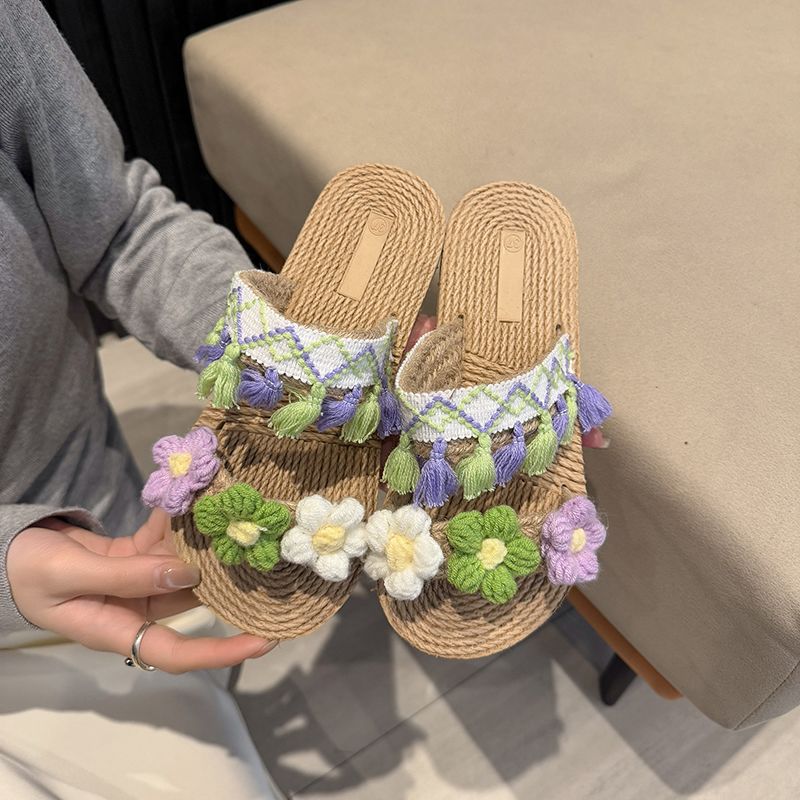 Women Shoes Must Have - Modne plecione sandały z juty damskie