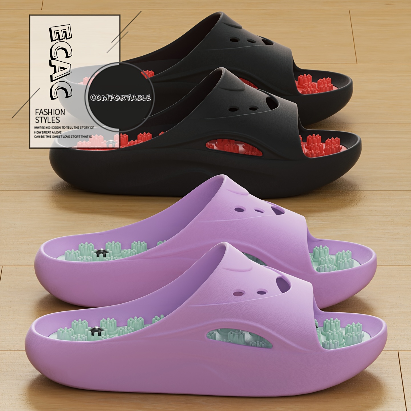 Women Shoes Size To Men - Damskie Męskie Klapki Masujące EVA z