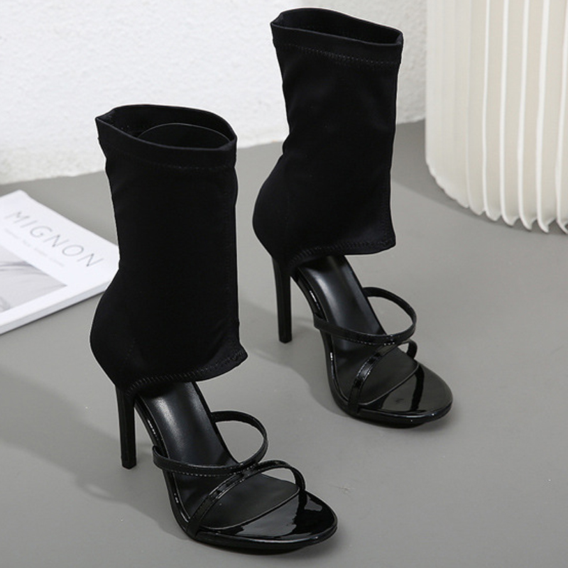 Women Shoes Boots - Modne elastyczne botki z wysoką cholewką,