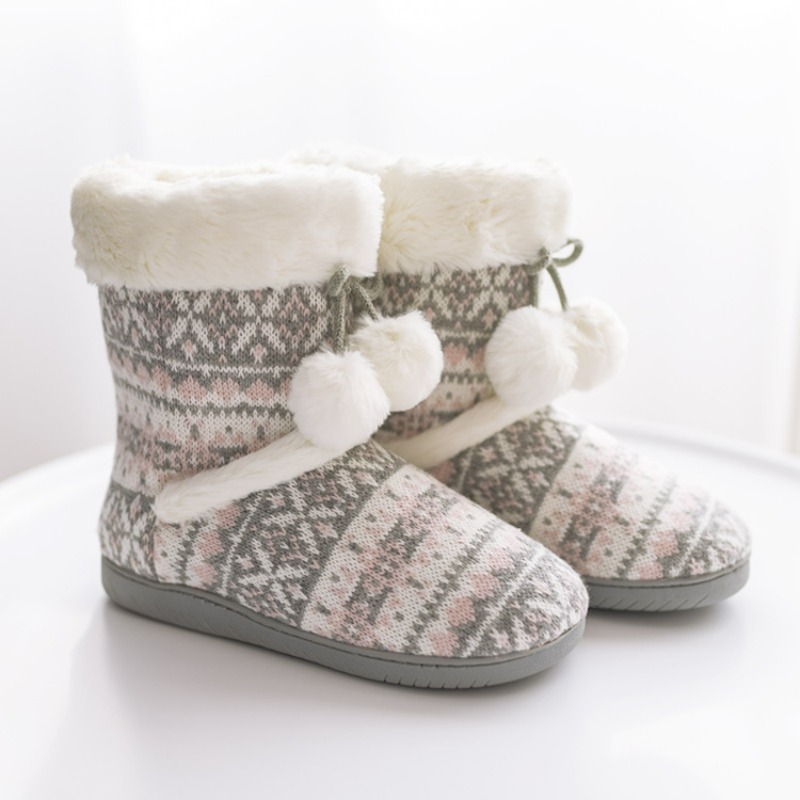 Women Shoes Boots - Pluszowe Kapcie Botki Damskie Ciepłe Puszyste