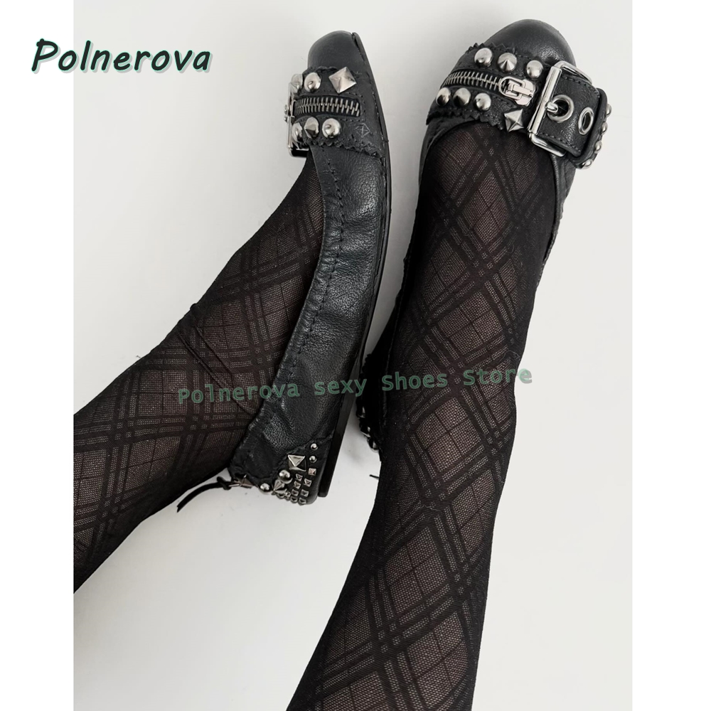 Women'S Shoes Popular - Buty Mary Jane z nitowaną klamrą,