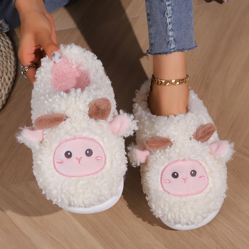 Women Shoes Size To Men - Zimowe Urocze Kapcie Owieczki Dla Kobiet