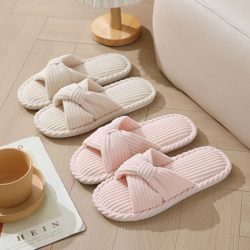 Women Shoes On Sale - Damskie kapcie domowe z sztruksu z
