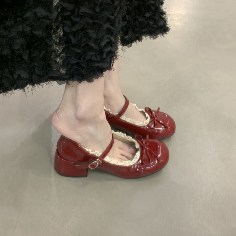 Damskie buty Mary Jane na wios – Women'S Shoes Burgundy recenzja i cena