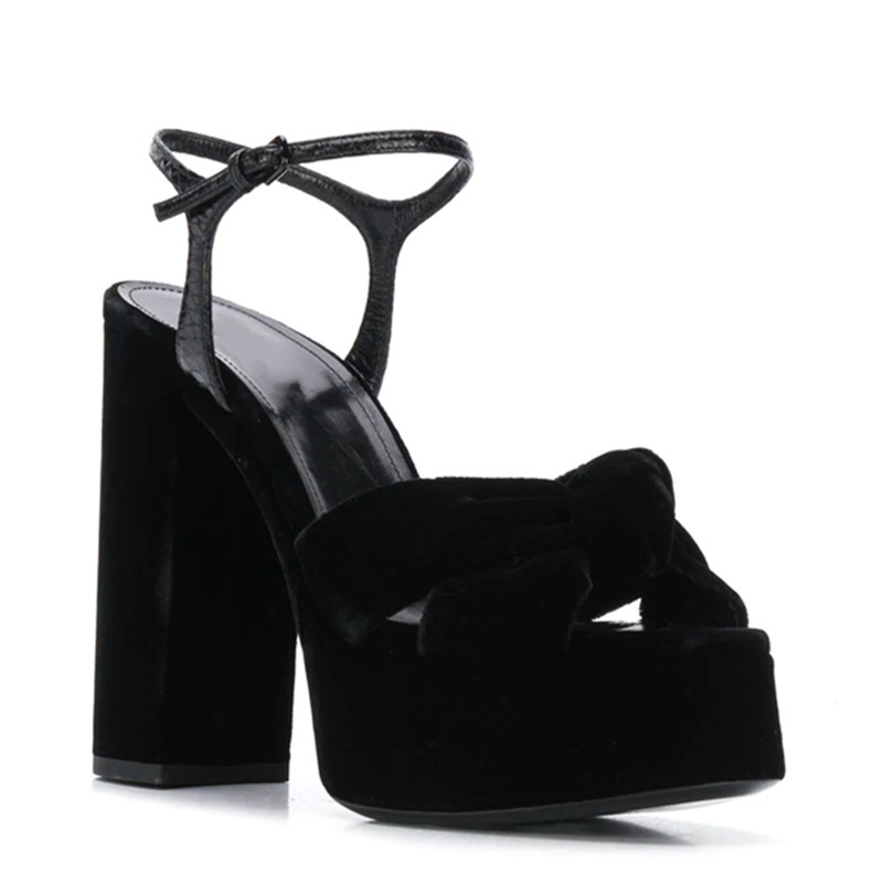 Burgundy Velvet Knot Peep Toe  – Women'S Shoes Burgundy recenzja i cena