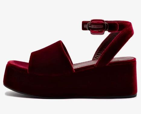 Sandały na koturnie z grubą po – Women'S Shoes Burgundy recenzja i cena