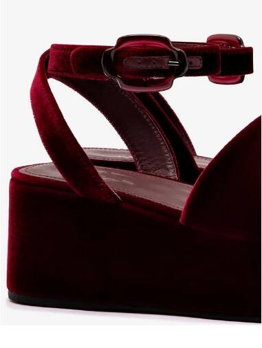 Sandały na koturnie z grubą po – Women'S Shoes Burgundy recenzja i cena